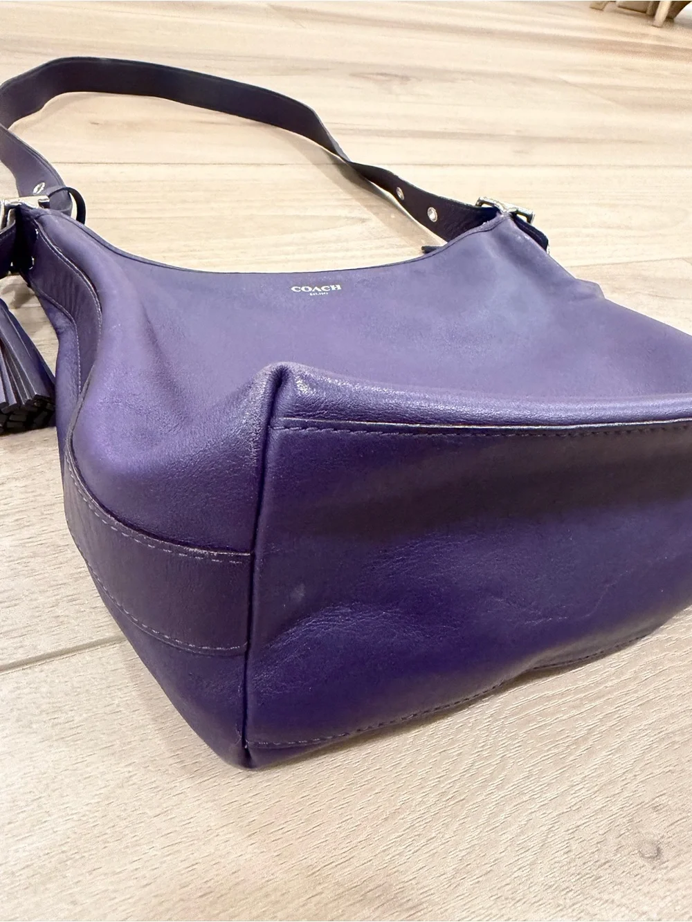 Coach Legacy Leather Hobo Crossbody Bag Purple Marine Plum Tassels 31242